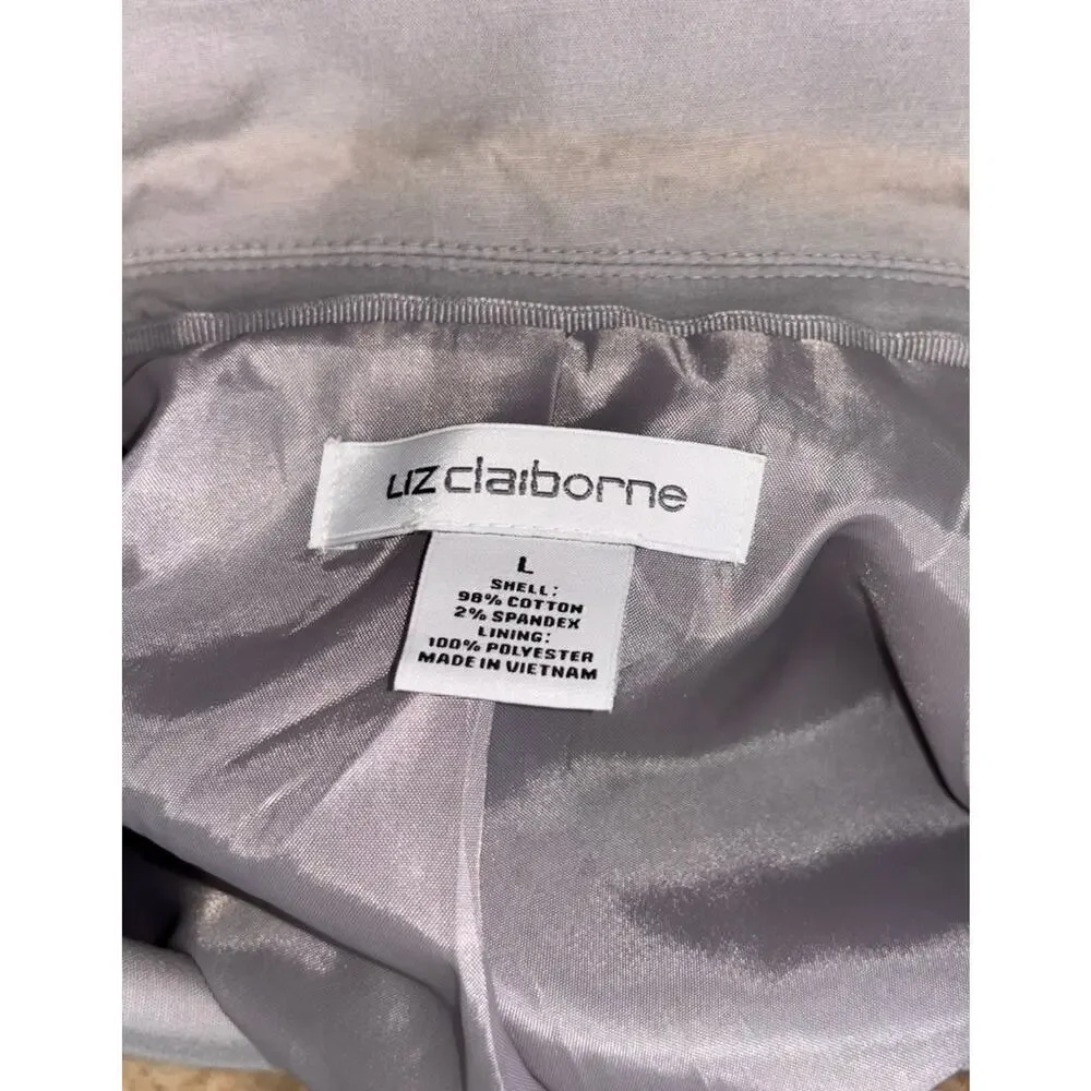 Liz‎ Claiborne Women's Grey Blazer Large Notch Lapel Lined Single-Breasted